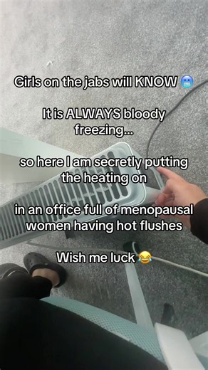 Girls on the journey will KNOW this struggle 😭🥶 I am always bloody freezing — so here I am sneakily turning the heating up 🔥 Meanwhile the whole office is going through menopause and having hot flushes 💀 I’m one shivering person vs a room full of people overheating… the odds are not in my favour 😂🙏 Wish me luck I don’t get caught 💛 ⚠️ Disclaimer: Everyone’s experience is different — temperature changes can happen for lots of reasons ✨ #wellnessjourney #fyp