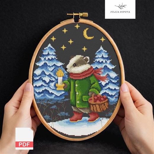 Modern Cross Stitch Pdf Pattern Badger Sewing Embroidery Design Counted Punto De Cruz Woodland Animals - Etsy