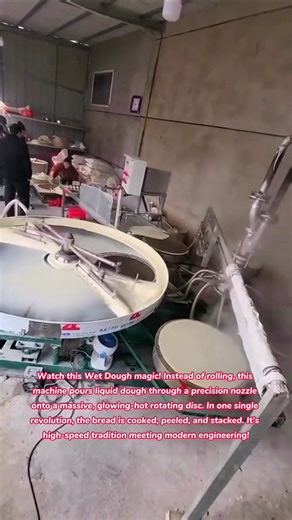 The Infinite Dough Spinner! 🫓🌀 Satisfying Rotating Flatbread Machine #bread #food #foodie #cooking