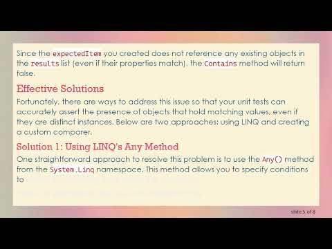 Resolving IEnumerable.contains Issue: Why Your Unit Test Fails to Find a Matching Item
