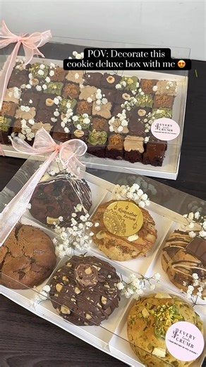 POV: You let us create this gorgeous dessert box that makes your guests head turn 😌😍 Cookie deluxe box paired with our brownie deluxe box is the perfect duo! Looks fabulous and tastes even better, so ditch those boring dessert and take something showstopping to the next event, gathering, iftari, eid, celebration! 🎉 #cookies #brownies #iftarideas #treatbox #nyccookies