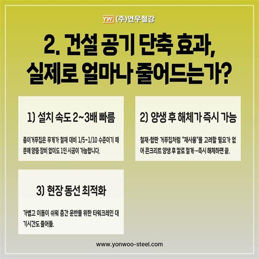 건설 공기 단축 & 원가 절감! 종이거푸집이 제공하는 최적의 솔루션 완벽 정리 연우철강에서 알아보겠습니다