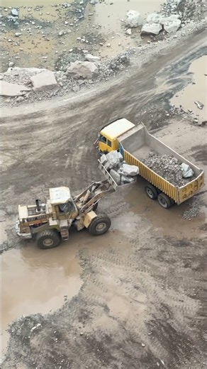 CAT 966D Loading Giant Rocks Into Dumper 🚜🔥 | Heavy Equipment Shorts