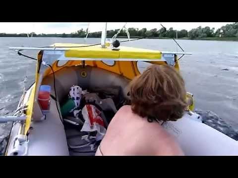Intex Mariner with sail and cabin diy homemade inflatable sailboat dinghy Schlauchboot