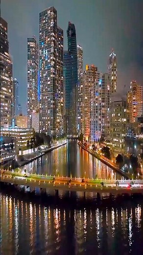 Miami Skyline at Night 🌃✨ | Stunning City Lights from the Water #shorts#travel #tending #usa