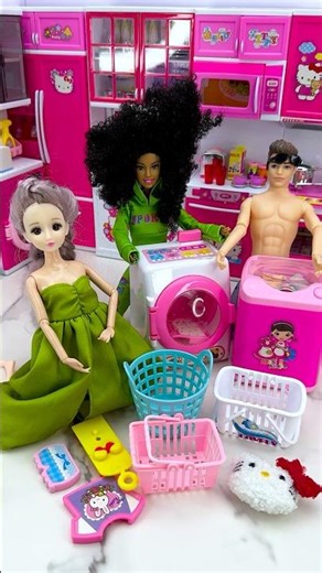 Satisfying With Unboxing Barbie Laundry Toys, ASMR Video #shorts