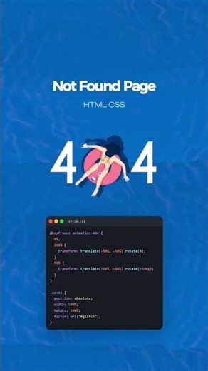 Not Found Page – HTML CSS 🏖️#code #html #css #javascriptshorts #shorts #short #viral #coding