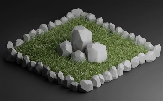 iBlender中文版插件 低模石头建模教程手游 Low Poly Rock Blender 插件 教程