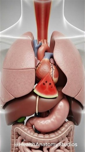What Happens When You Eat Watermelon? 3D X‑Ray Digestive Animation |Medical Cutaway #shorts #Anatomy