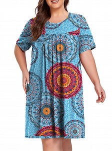 Cueply Women's Plus Size Nightgown Short Sleeve Sleepshirt Crewneck Nightshirt Nightdress 1X-4X