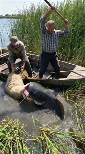 Two Fishermen Fight Off a Giant Catfish to Save a Ram!
