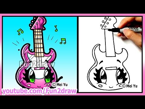 Learn to draw - Cute Guitar - Best Cartoon Art Lessons by Fun2draw - Back to School