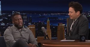 Kevin Hart tells Jimmy Fallon about exclusive action-star group chat, takes playful jab at The Rock