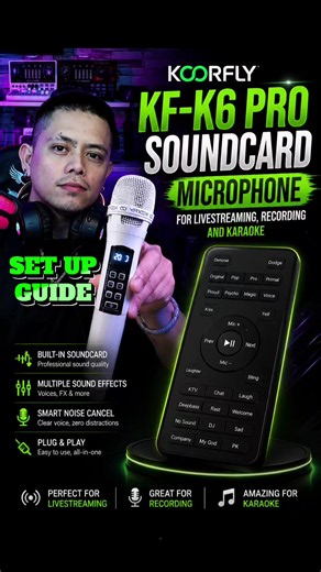 KOORFLY KF-K6 PRO SOUNDCARD MICROPHONE SET-UP GUIDE FOR LIVESTREAMING, RECORDING AND KARAOKE #soundcardmicrophone #microphonekaraoke #kfk6pro #soundcardkaraoke #koorfly @Vingtion PH