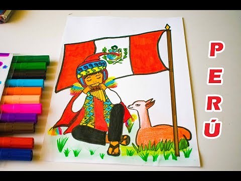 DIBUJO POR EL DIA DE LA PATRIA del PERU- DIBUJO DE LA BANDERA DEL PERU