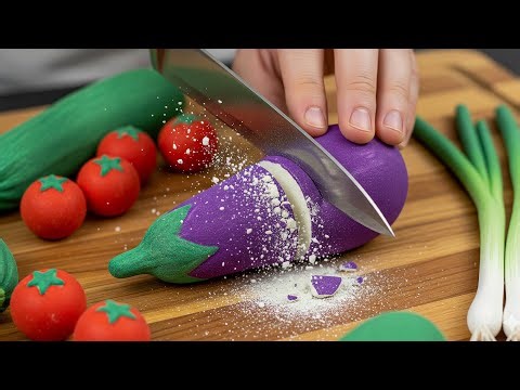 [ASMR] Crushing Chalk Fruits and Vegetables | Relaxing Crunchy Sounds
