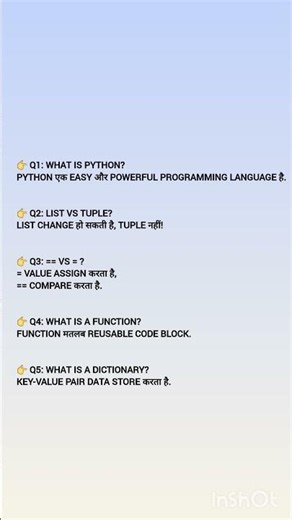 Top 5 Python Interview Questions for Freshers #python #coding #interview