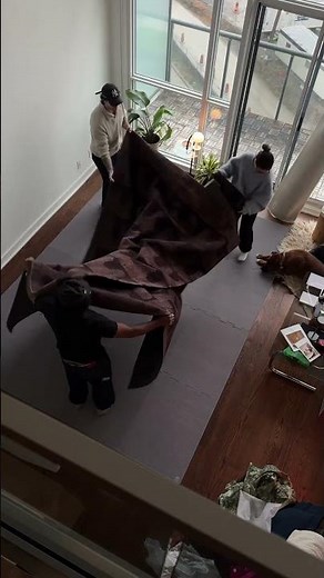 Setting up our 9x12 rug from Ruggable - love this brown color #ruggable #arearug