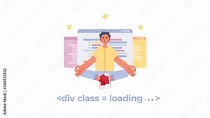 Animated div class loader. Programming course, class. Flash message 4K video footage. Color isolated loading wait-animation progress indicator with alpha channel transparency for UI, UX web design
