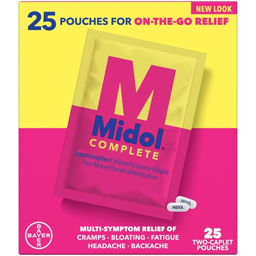 Midol Complete On The Go Caplets for Menstrual Pain Relief, 50 count, (25 packs of 2) - Samsclub.com