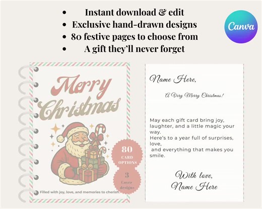 Christmas Gift Card Book for a Teenager, Customizable Printable Template, Personalized Gifts for Teens, Kids, Adults, DIY Build Your Own - Etsy