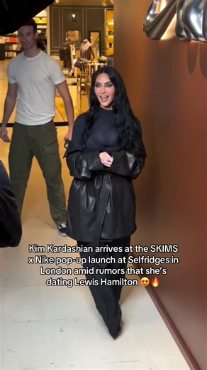 She look so good ! Kim Kardashian arrives at the SKIMS x Nike pop-up launch at Selfridges amid rumors that she’s dating Lewis Hamilton #kimkardashian #foryou