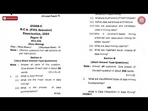 BCA 5TH SEM DATA MINING C 2024 | VBSPU