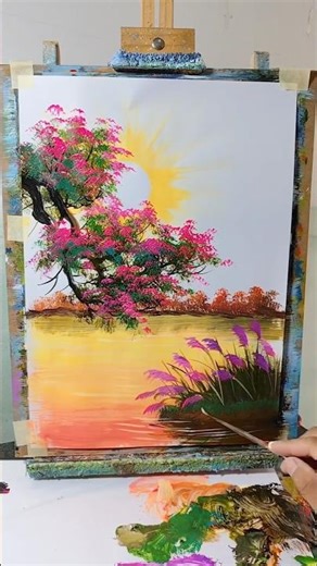 Easy Acrylic Tree Painting for Beginners 🌿🎨