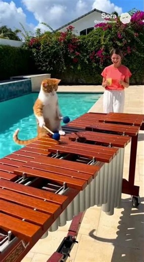 A Cat Playing Xylophone… By the Poo 🎶😹💦#FunnyCats #CatMusic #ViralShorts