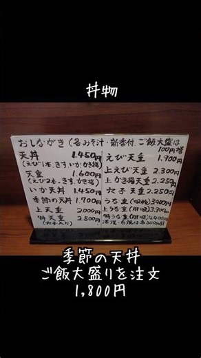 【ショート】稲荷町 天三 昭和の下町の風情を感じながらの季節の天丼は具材豊富で満足度の高い一杯