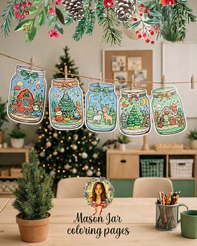 Mason Jar coloring pages | Christmas