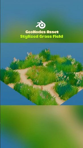 Procedural stylized grass field #blender #geometrynodes #b3d