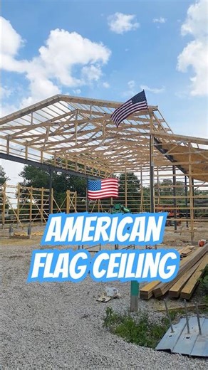 Installing an American Flag in a Pole Barn #america #polebarn #construction #usa #shorts