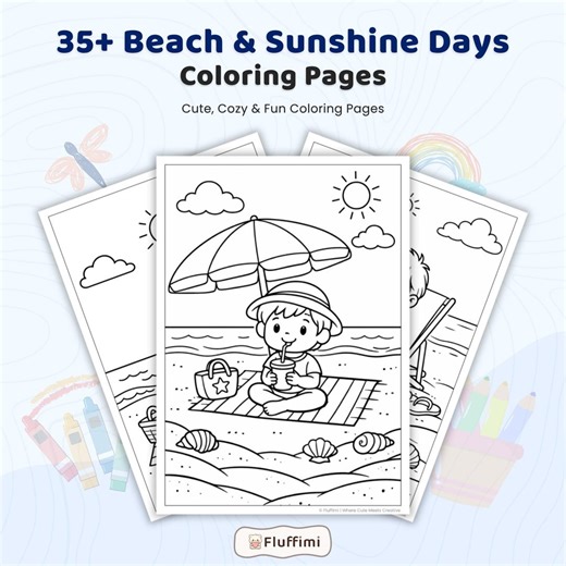 35  Beach and Sunshine Days Coloring Pages, Kids Summer Coloring Book, Ocean Activity Sheets, Sandcastle Coloring, Beach Coloring Sheets PDF - Etsy