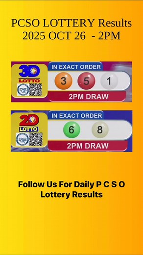 PCSO 2:00 PM Lotto Draw - October 26, 2025 #pcso #PCSOLottoResultToday #2pmpcso | Pinoy Daily Lotto Updates