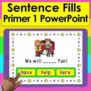 Sight Words Sentences Fill in the Blank PowerPoint Game First Grade Primer 41-66