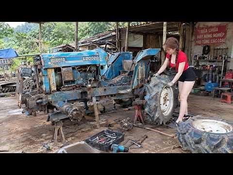 The young woman repaired, restored, and reassembled the entire tractor.