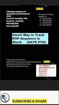 Data Structure: Stack Popped out sequence smart method | GATE CS | Solved PYQ #shorts #pyq #stack
