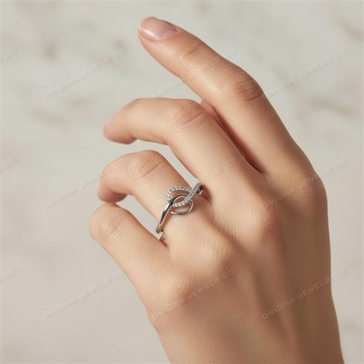 Infinity Crossover Diamond Ring Channel Set Minimalist Gold Statement Band - Etsy