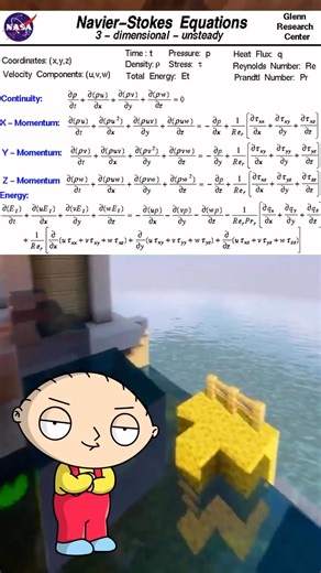 Peter Math on Instagram: "The Navier Stokes equations are a set of partial differential equations that describe the motion of fluid substances such as liquids and gases. They express the principles of conservation of momentum and mass in a continuous medium. The equations account for fluid velocity, pressure, density, viscosity, and external forces. In essence, they model how a fluid accelerates in response to internal pressure differences and external forces while being resisted by its own visc