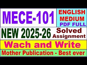 MECE 101 solved assignment 2025-26 in English || mece 101 solved assignment 2026 || ignou mece101