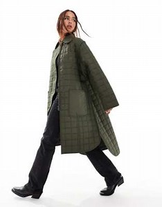 French Connection quilted longline jacket in khaki | ASOS