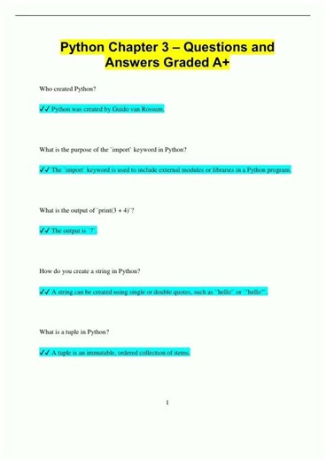 Python Chapter 3 Questions and Answers Graded A1305
