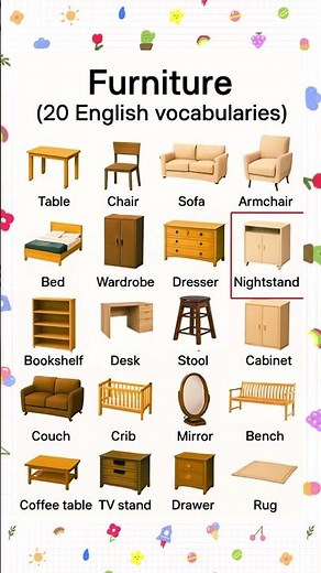 🪑 20 Furniture Names in English | Learn with Pictures 🛋️🛏️