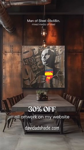 Man of Steel. A familiar iconic image deconstructed to it’s essence, which asks the question of who we really are? Or what we are? In a world of ever changing chaos, the ultimate understanding comes from within and how we choose to save the world through our own magnificence. davidadshade.com #torontoart #mixedmediaartist #torontoartscene #artopening #mixedmedia #torontoartists #canadianartist🇨🇦 #buycanadianart #mixedmediaart #coolart | David Adshade