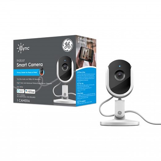 GE Cync Indoor Smart Camera, Security Camera with Night Vision, 1080p Resolution, Works with Alexa and Google Home