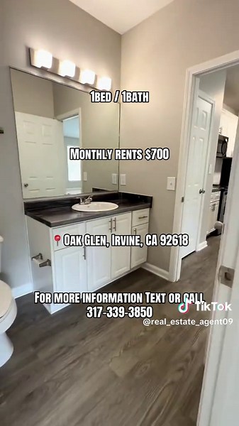 1bed / 1bath Monthly rents $700 Deposit $400 📍Oak Glen, Irvine, CA 92618 For more information Text or call 317-339-3850 #irvine #realestate #conforthomes #irvinecalifornia #1bedroomapartment