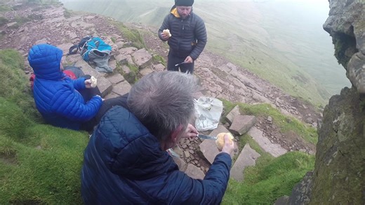 Climbed Pen y Fan hanging out my arse. Nearly folded. Dad questioning my life choices. 61 days sober started right here. Funny now. Not funny then.” #HangoverToHikes #HikingWithTheHalls #hangover #penyfan #podcastclip