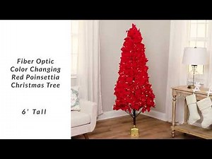 6' Pre-Lit Fiber Optic Color Changing Red Poinsettia Christmas Tree | Northlight HG97777