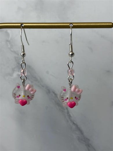 Handmade Hello Kitty Clear Earrings - Etsy